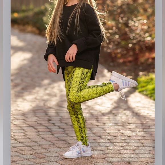 Other - Faux leather LEGGINGS [NEON YELLOW] kids size 6